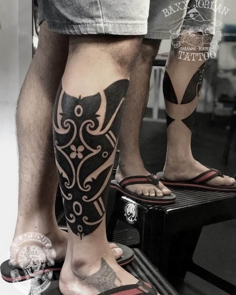 Dayak tattoo on the calf