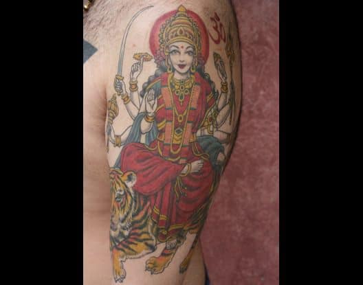 Durga tattoo on the arm