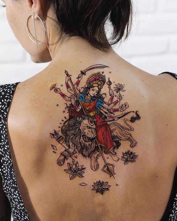 Durga tattoo on the back