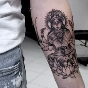 Durga tattoo on the forearm