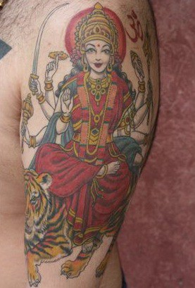 Durga tattoo on the shoulder
