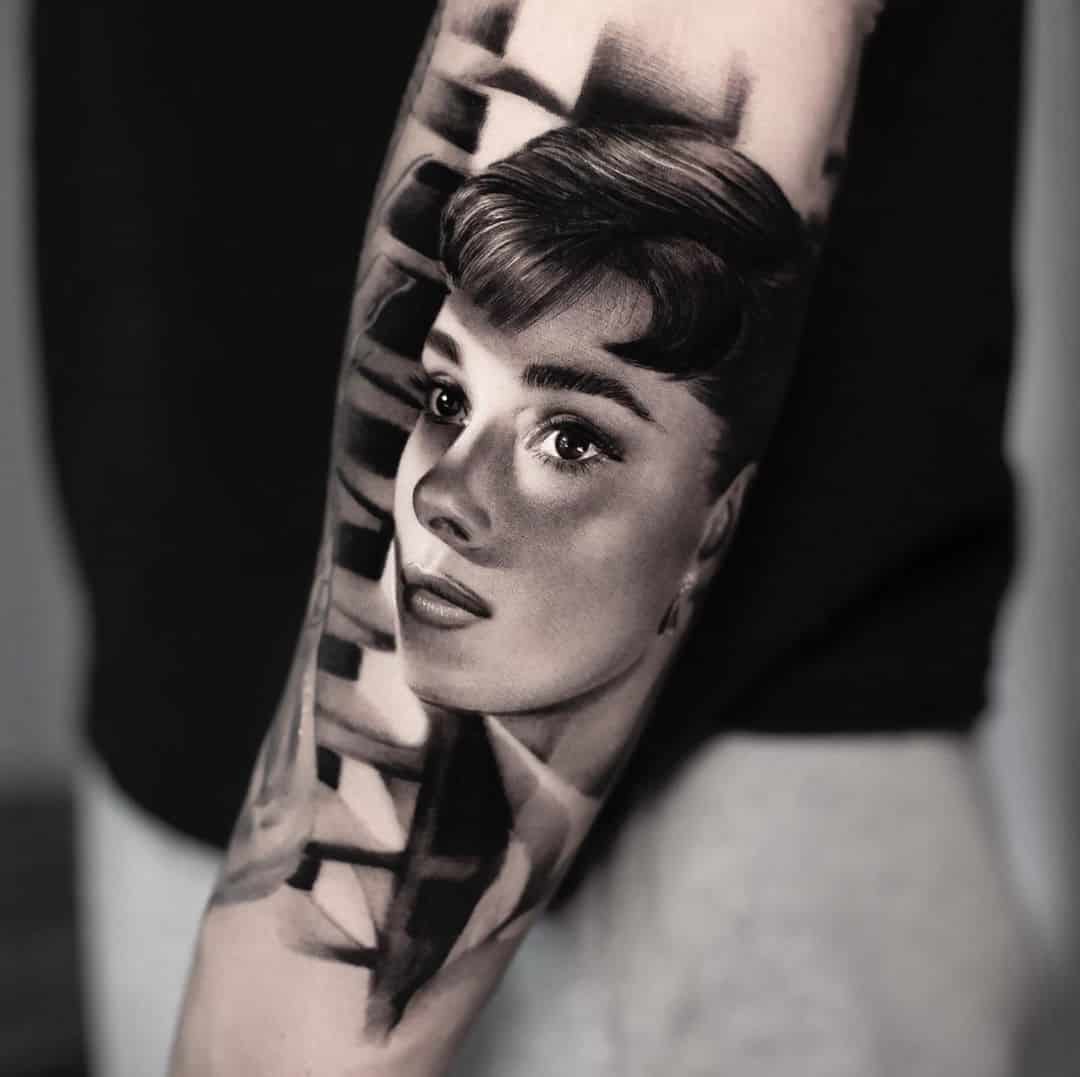 Black and white realistic tattoos