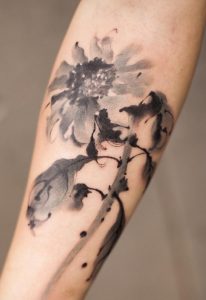 Black And Grey Watercolor Tattoo