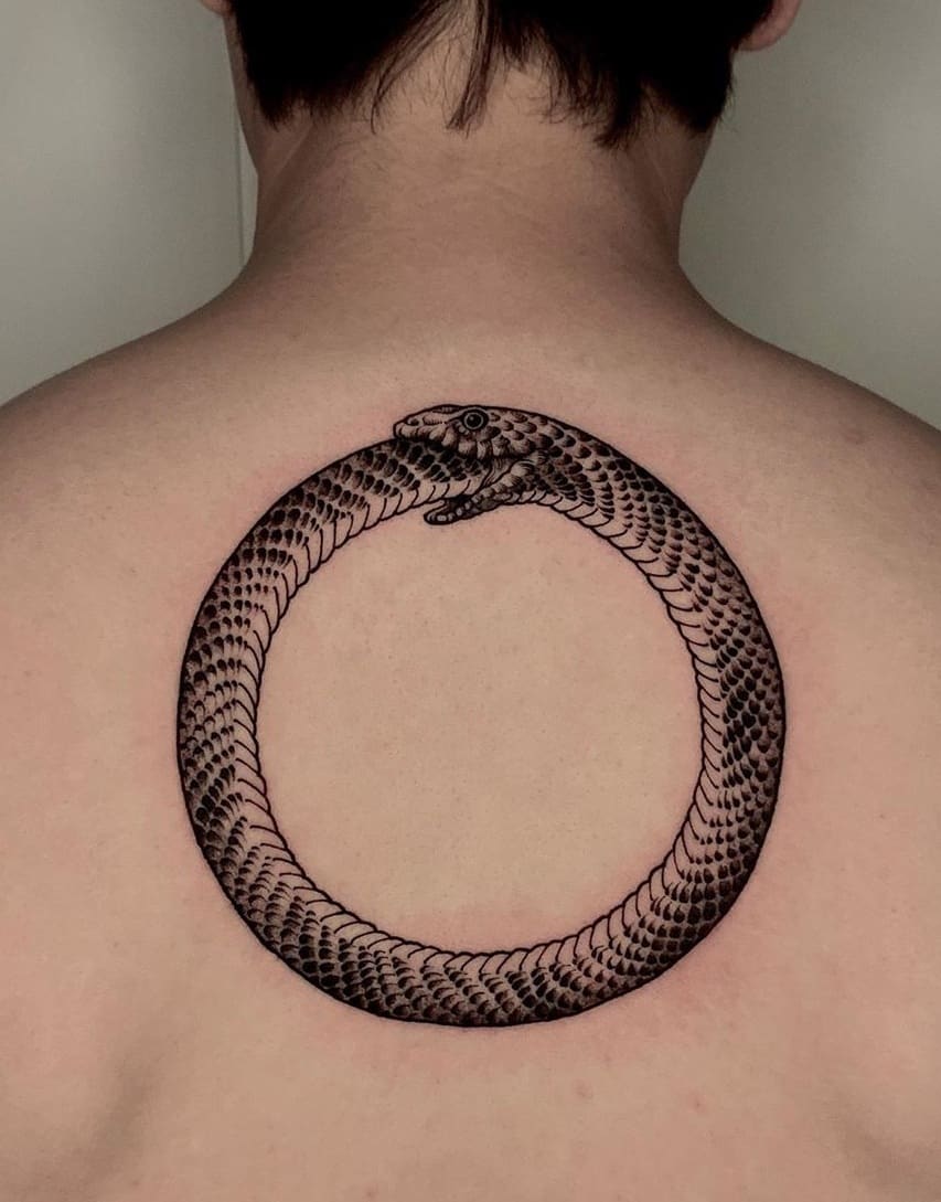 Ouroboros snake tattoo