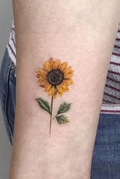 Sunflower Tattoo with Stem