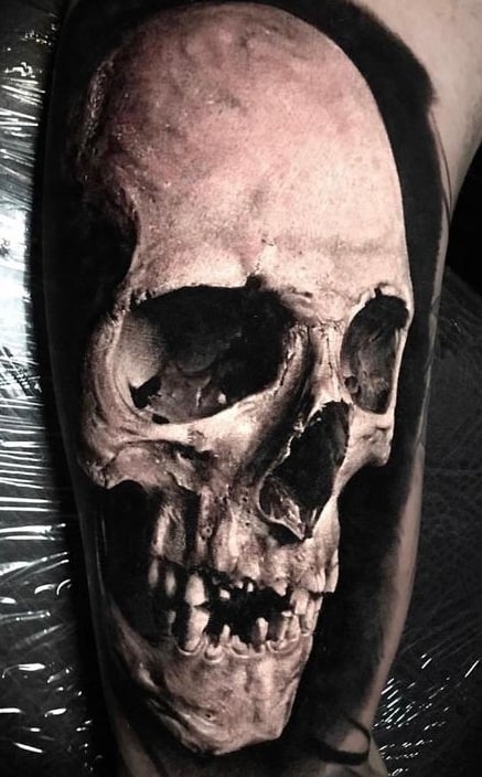 Black And Grey Skull Tattoo