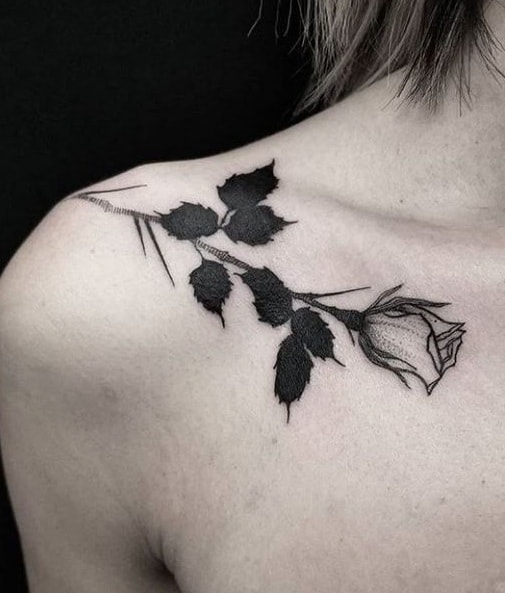 Black-work Rose Tattoo