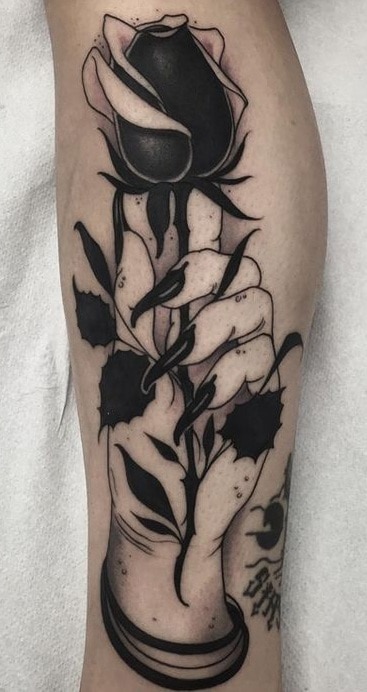 Black-work Rose Tattoo