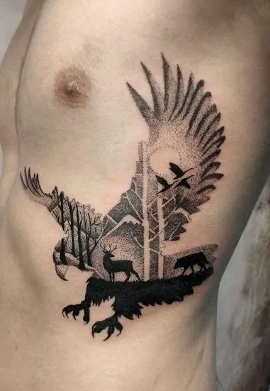 Точечная татуировка орла