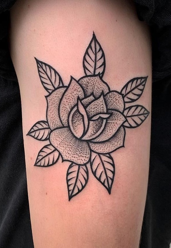 Dot-work Rose Tattoo