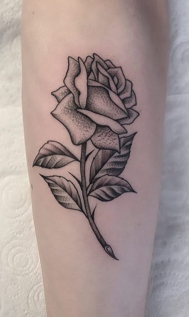Dot-work Rose Tattoo