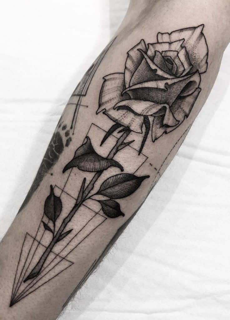 Graphic Rose Tattoo
