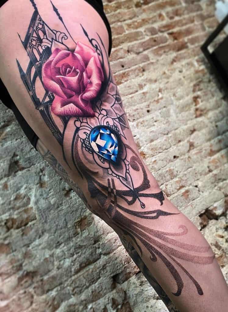 Ornamental Rose Tattoo