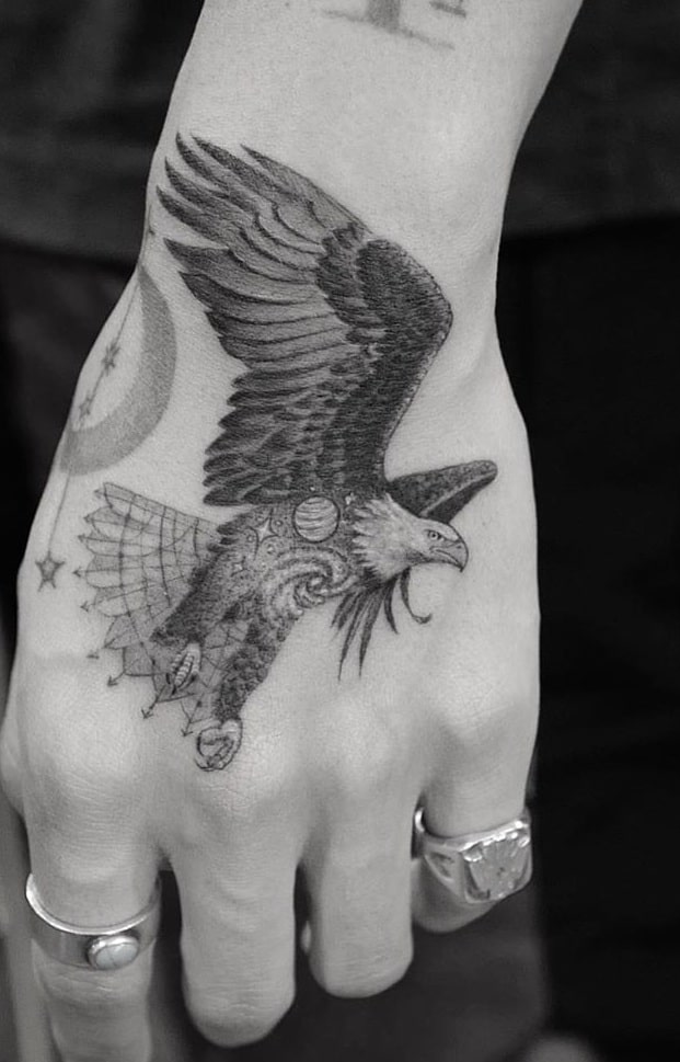Single Needle Eagle Tattoo