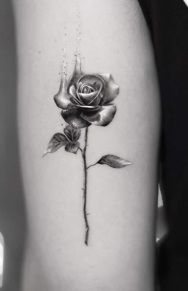 Single Needle Rose Tattoo
