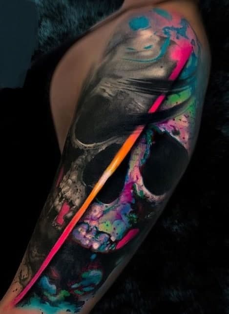 Watercolor Skull Tattoo