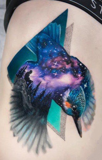 Abstract Hummingbird Tattoo