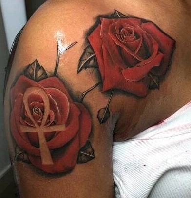 Ankh Tattoo with Flowers