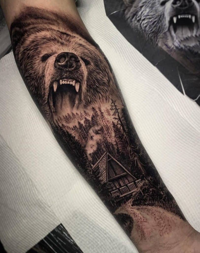 Bear Tattoo on Forearm