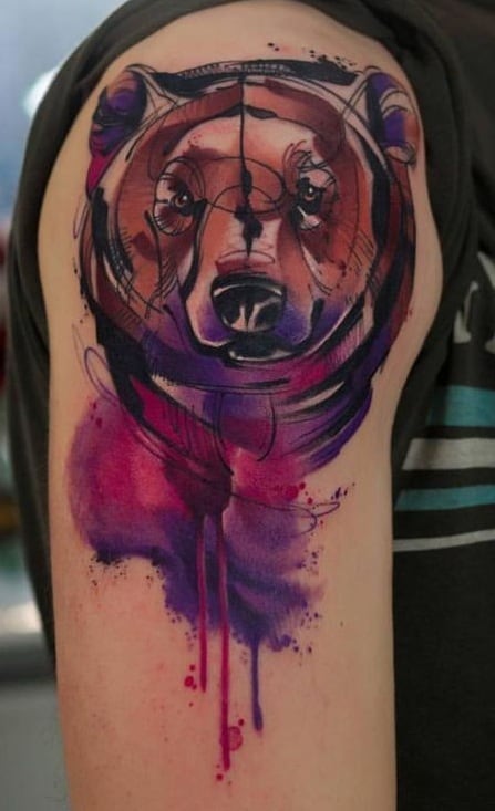 Bear Watercolor Tattoo