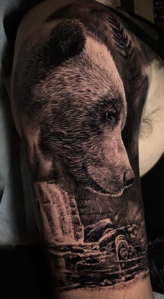 Black & Grey Bear Tattoo