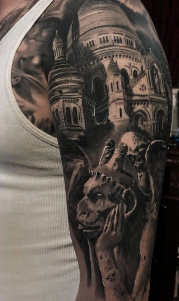 Black & Grey Gargoyle Tattoo