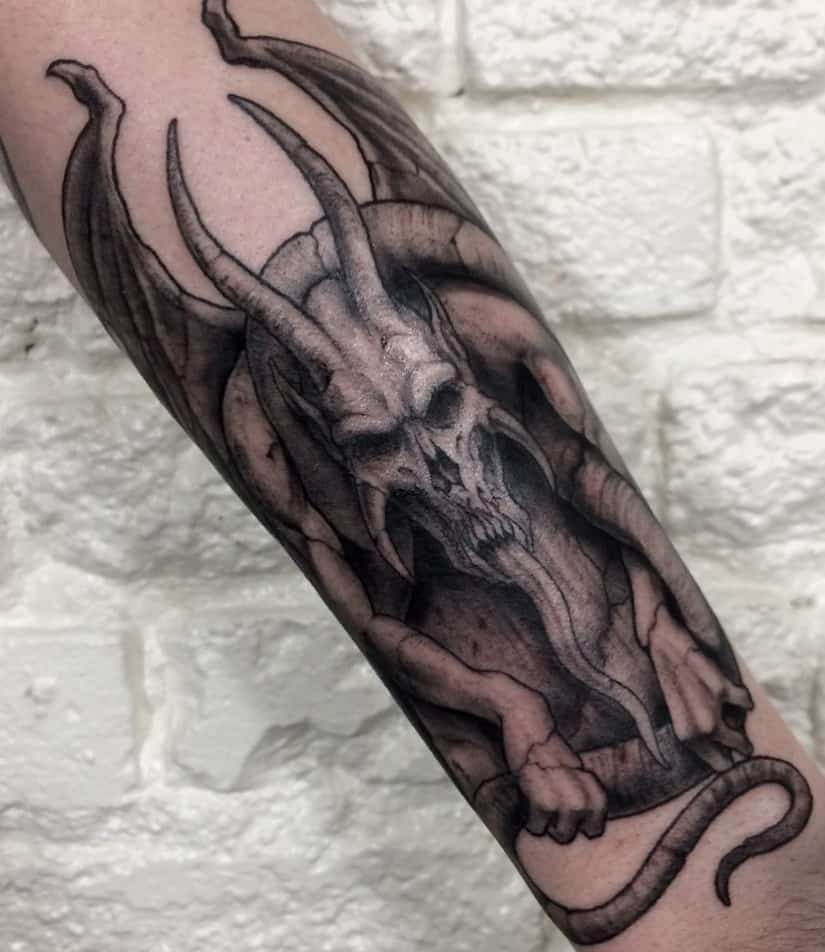 Black & Grey Gargoyle Tattoo
