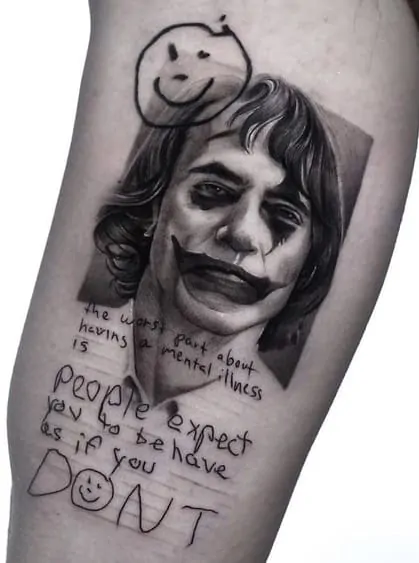 Black and Grey Joker Tattoo