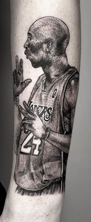 Black and Grey Kobe Bryant Tattoo
