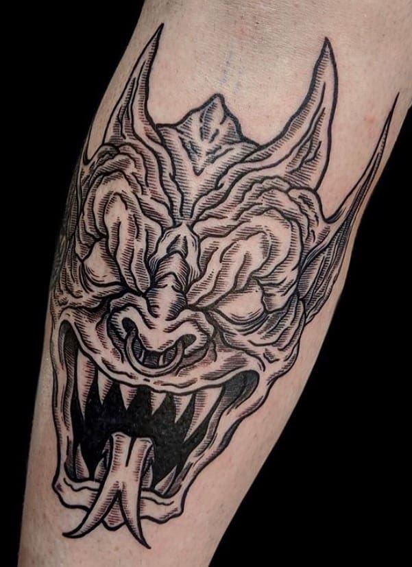 Black-work Gargoyle Tattoo
