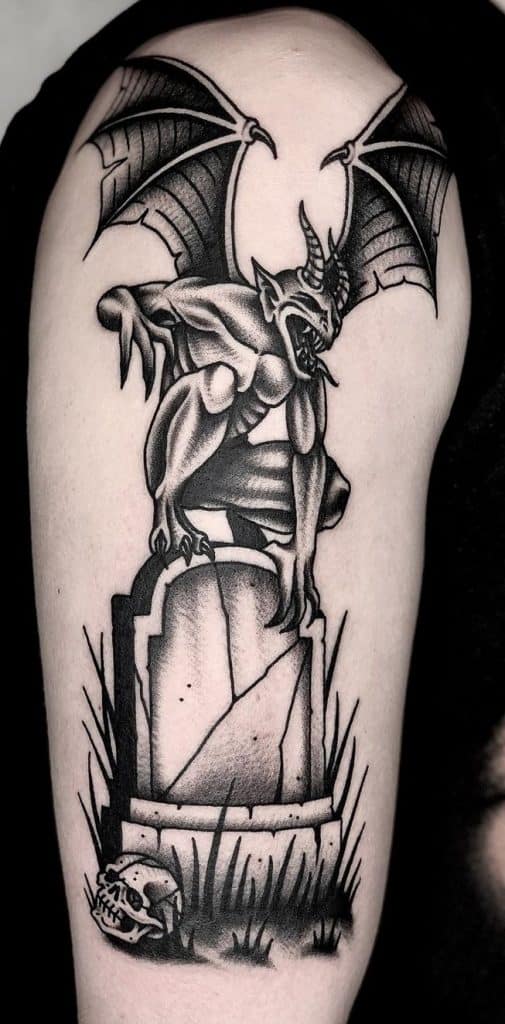 Black-work Gargoyle Tattoo