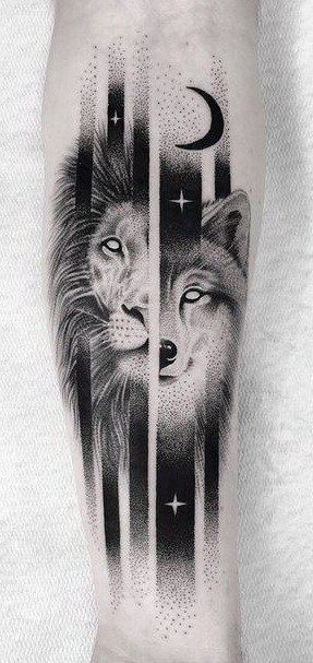 Wolf and Lion Tattoo 