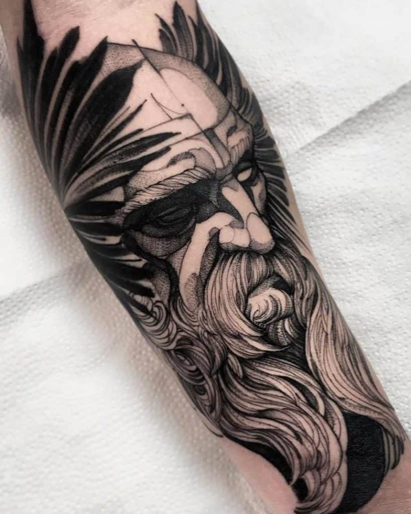 Black-work Odin Tattoo