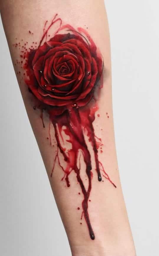 Bleeding Rose Tattoo. 