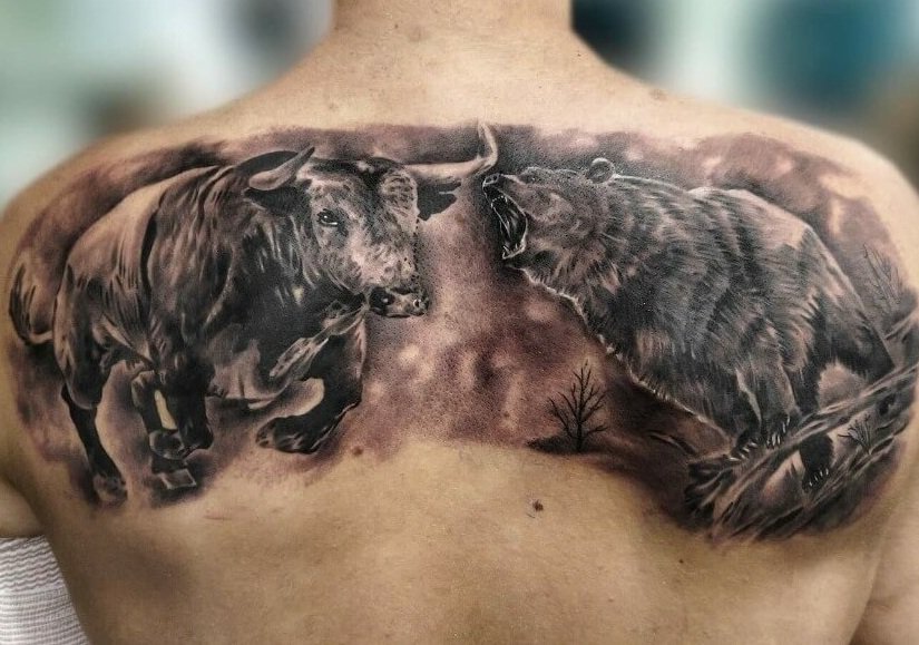 Bull and Bear Tattoo