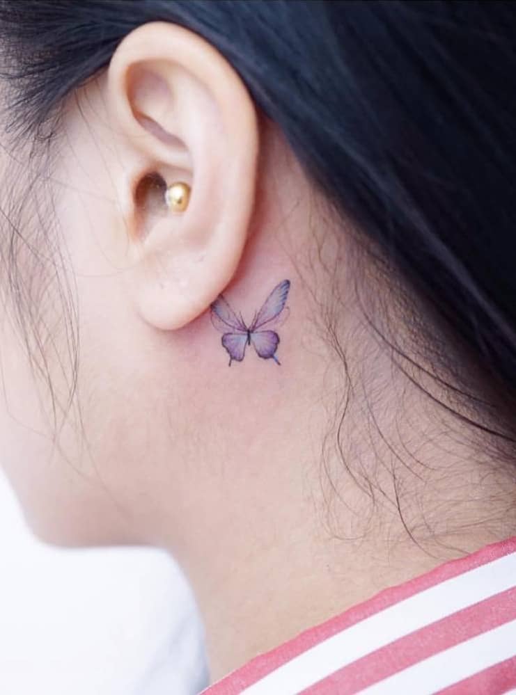 Butterfly Tattoo Behind the Ear
