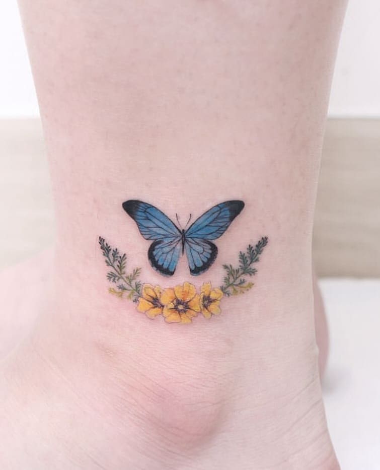Butterfly Tattoo on Ankle
