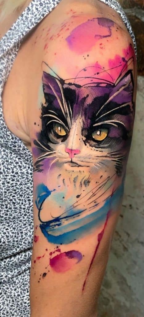 Cat Watercolor Tattoo