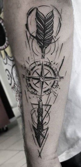 Compass Sketch Tattoo