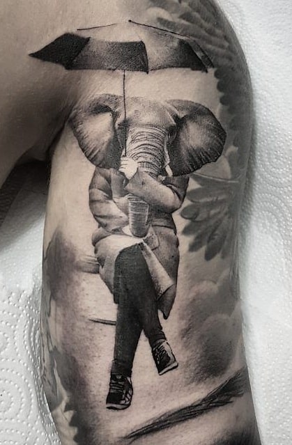 Black and Grey Elephant Tattoos