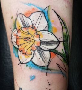 Daffodil Watercolor Tattoo