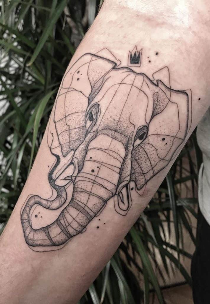 Dot-work Elephant Head Tattoo