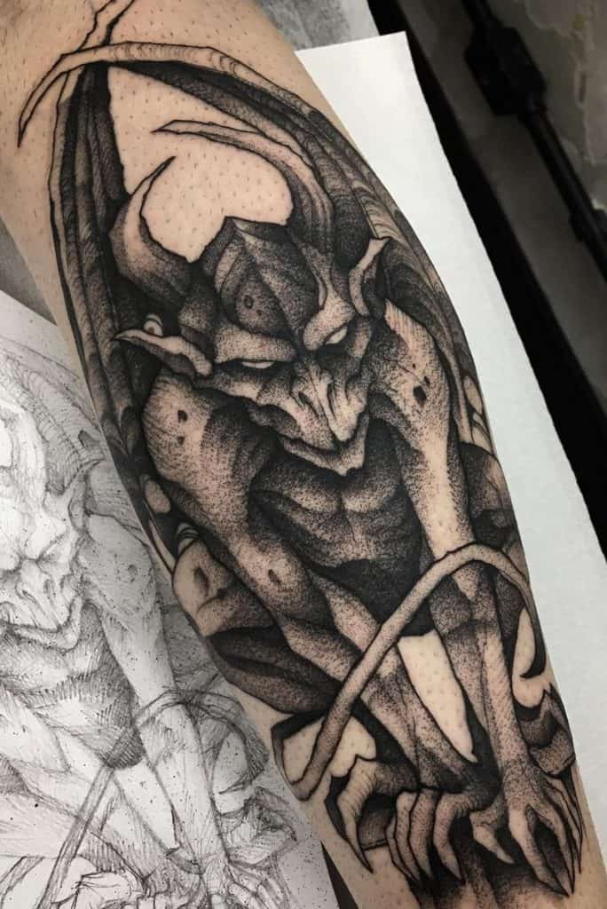 Dot-work Gargoyle Tattoo