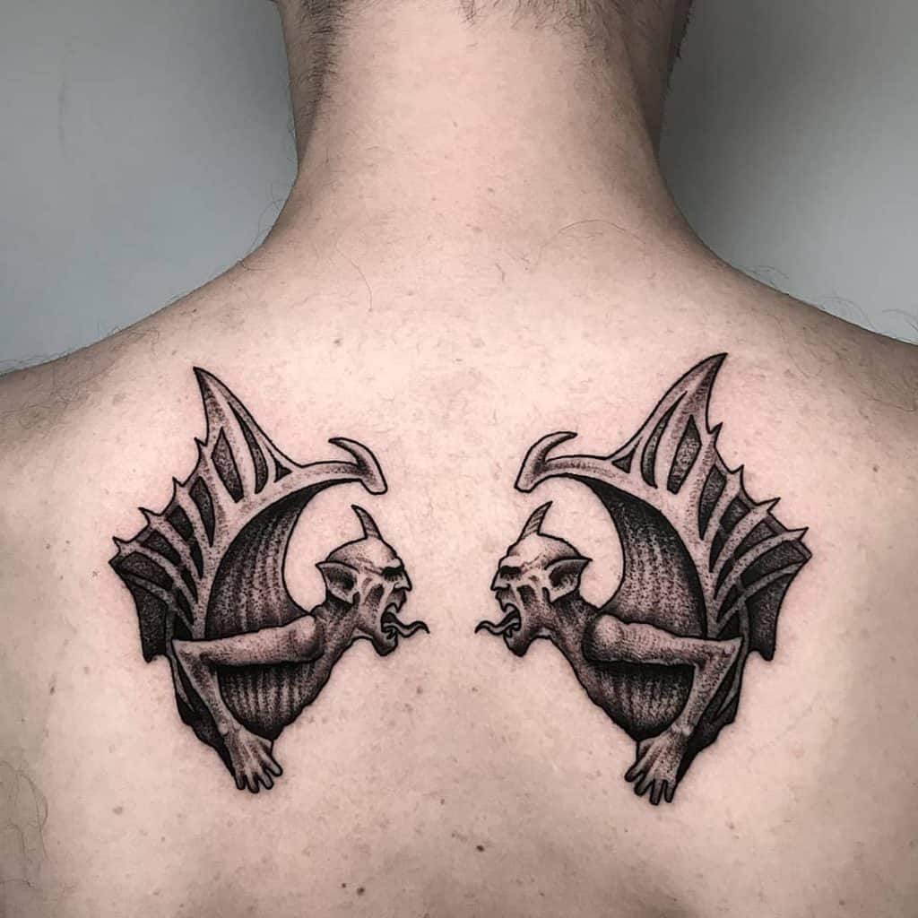 Double Gargoyles Tattoo