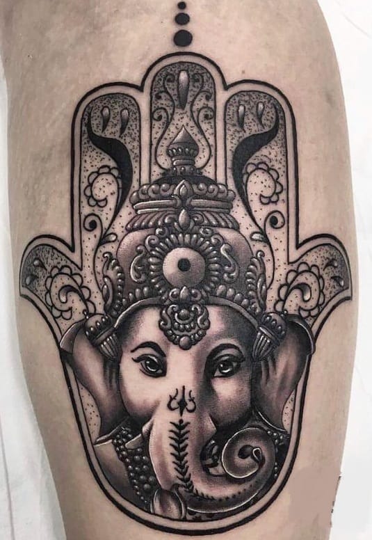 Elephant Hamsa Tattoo
