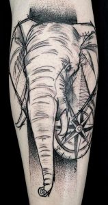 Elephant Head Sketch Tattoo