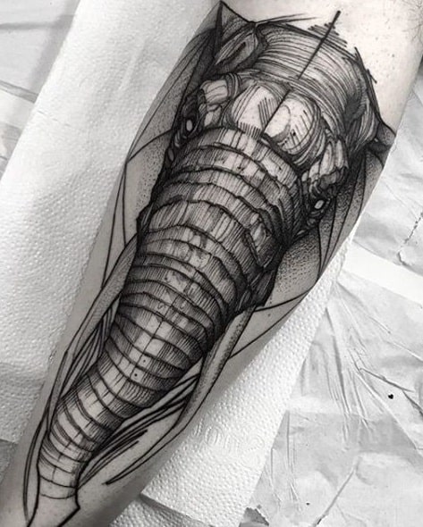 Etching Elephant Tattoos
