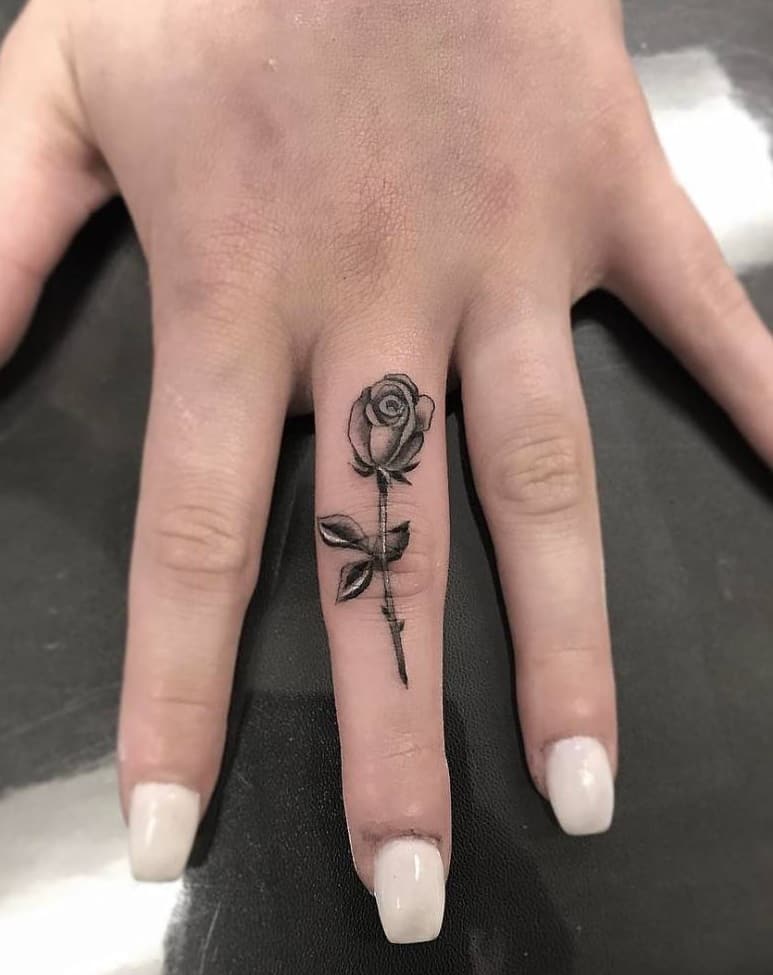Finger Rose Tattoo