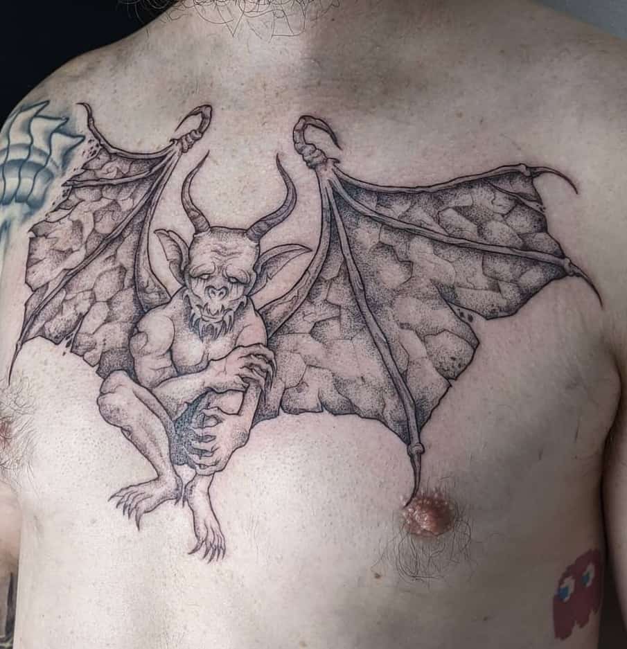 Gargoyle Tattoo on Chest