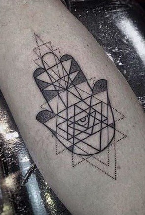 Geometric Hamsa Tattoo